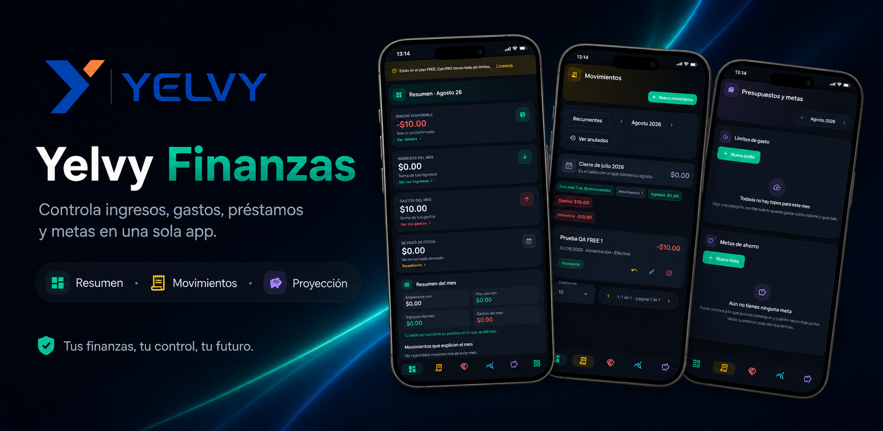 Yelvy Finanzas — Controla ingresos, gastos, préstamos y metas en una sola app