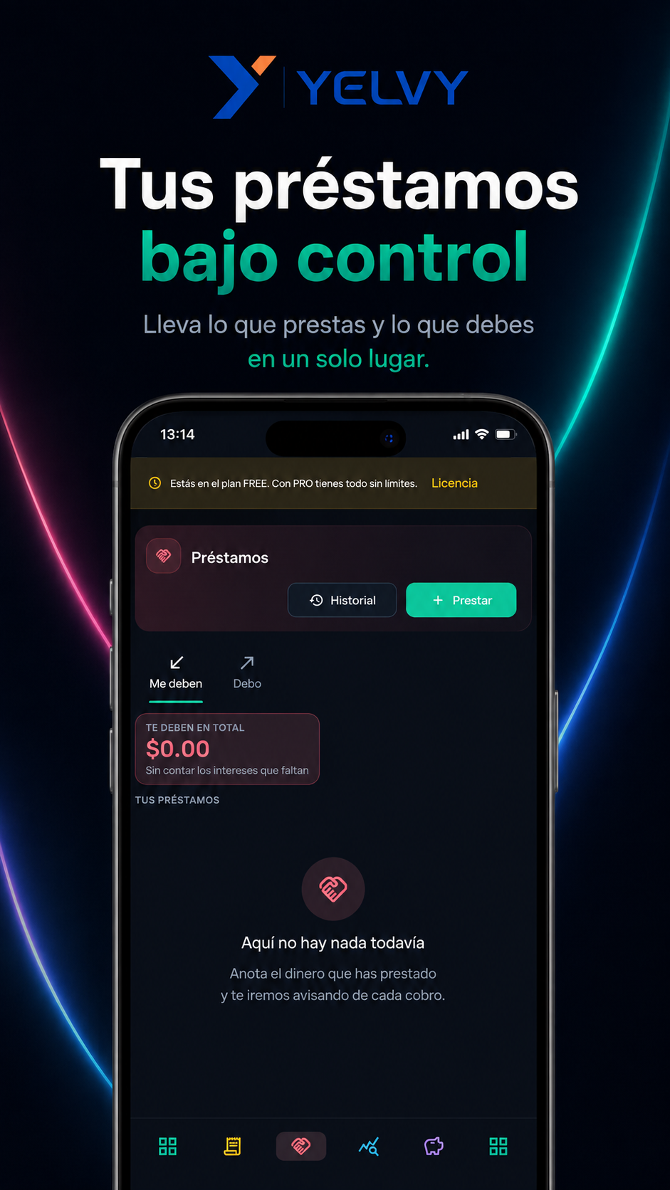 Pantalla de Préstamos en Yelvy Finanzas